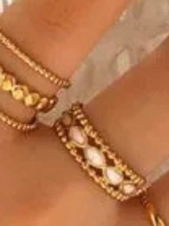 Jewelry - Gold Plated Stainless Steel 3-Piece Ring Set
